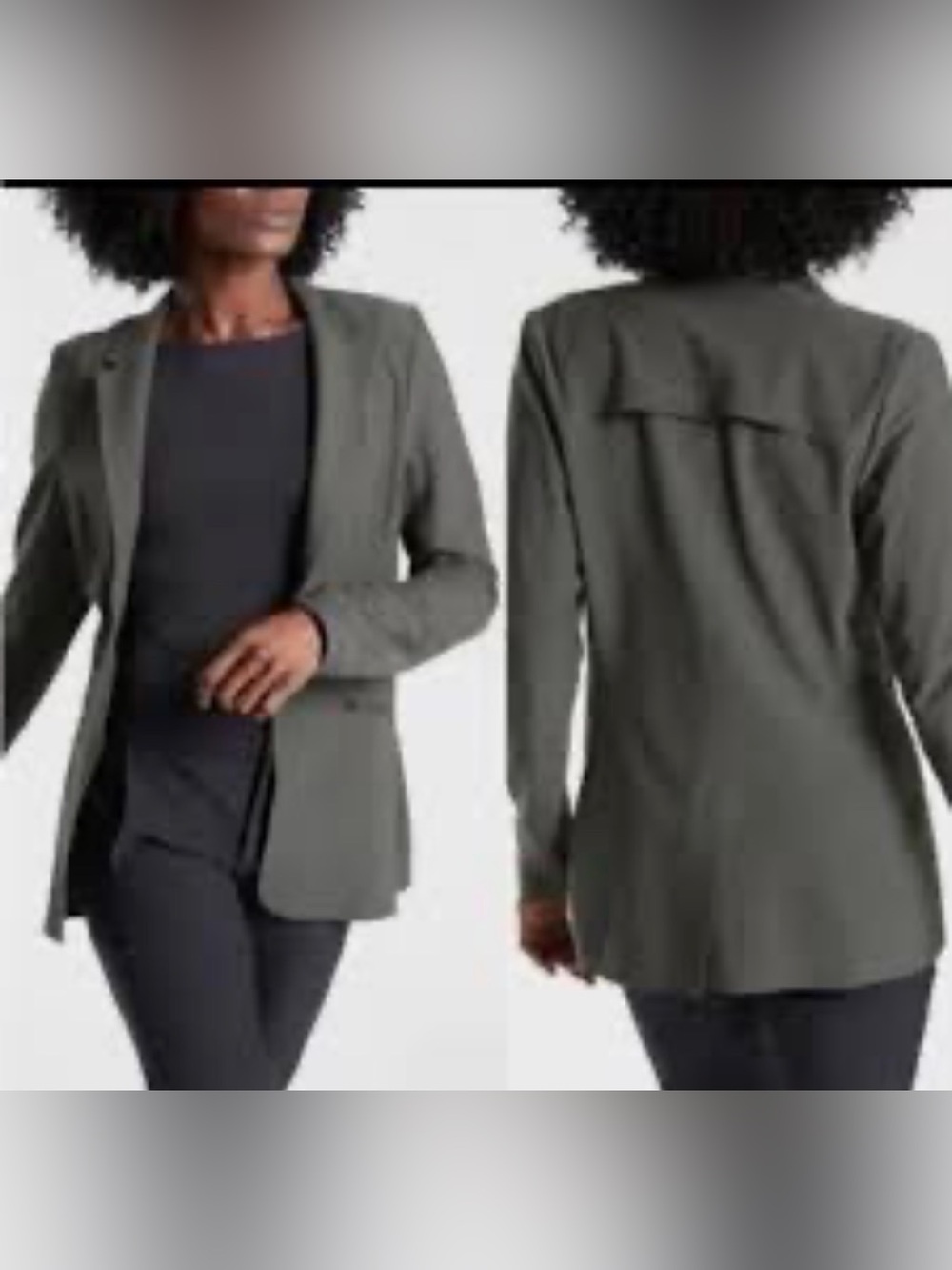 Athleta Microfiber Blazer. Single Front Snap. EUC. Size 8 Brownish Gray